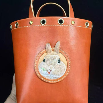 Custom Hand-Tooled Leather Pet Portrait hand Bag