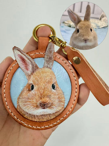 Custom Leather‑Tooled pet Portrait Ornament