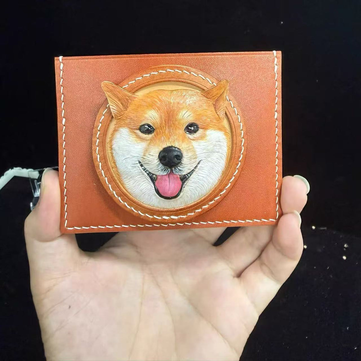 Custom Hand-Tooled Leather Pet Portrait Wallet
