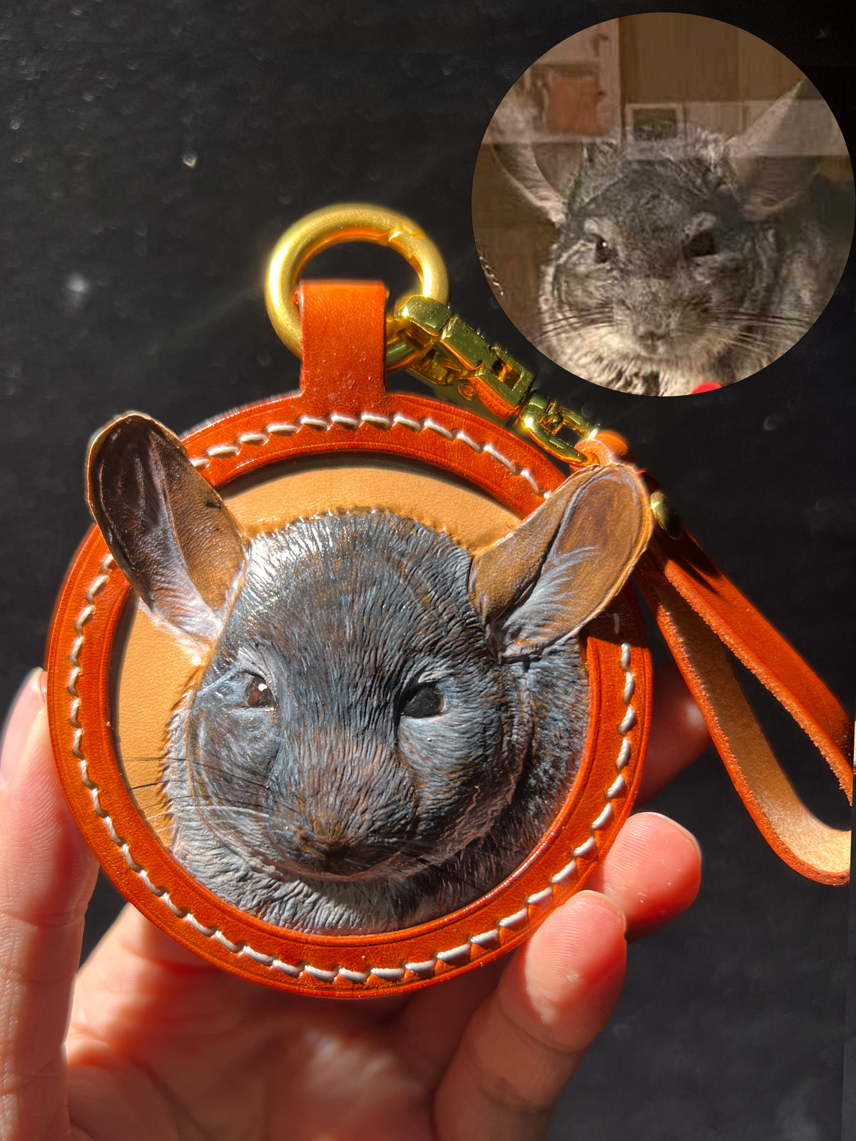 Custom Leather‑Tooled pet Portrait Ornament